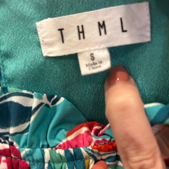 THML Women's Floral Mini Dress - Red and Green - Picture 8 of 9